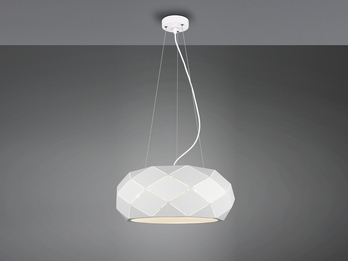 Große LED Pendelleuchte mit Lasercut Muster Weiß matt, Ø 50cm