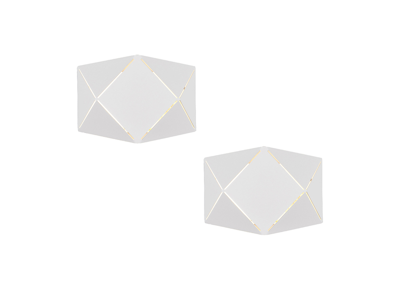 Kleine geometrische LED Wandlampen 2er SET mit Lasercut Muster, Breite 18cm