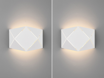 Kleine geometrische LED Wandlampen 2er SET mit Lasercut Muster, Breite 18cm