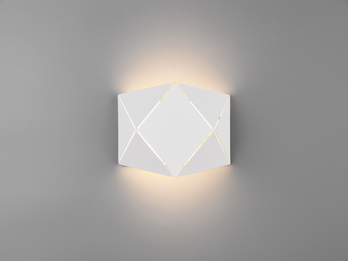 Kleine geometrische LED Wandlampen im 2er SET mit Lasercut Muster, weiß matt
