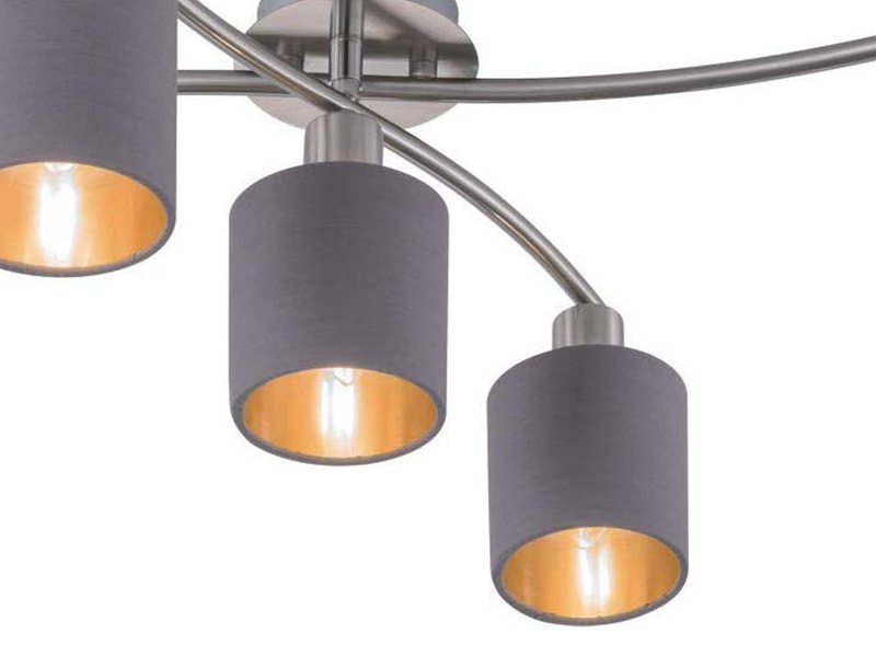 Schirme Textil LED Trio matt Deckenlampe 5-flammige Nickel