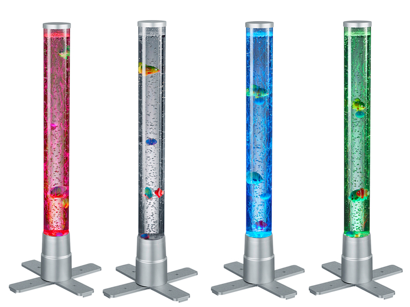 Sprudelnde Farbwechsel LED Lichtsäule MOTION Wassersäule & Deko Fischen H. 61cm