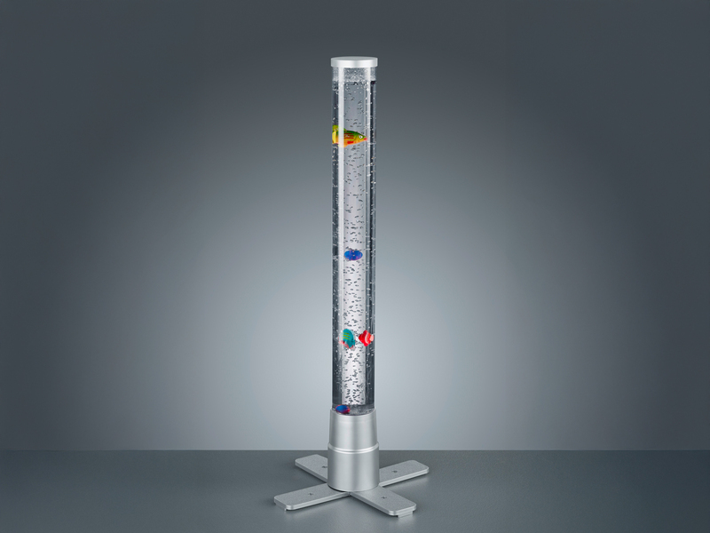 Sprudelnde Farbwechsel LED Lichtsäule MOTION Wassersäule & Deko Fischen H. 61cm