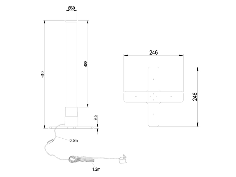 Sprudelnde Farbwechsel LED Lichtsäule MOTION Wassersäule & Deko Fischen H. 61cm
