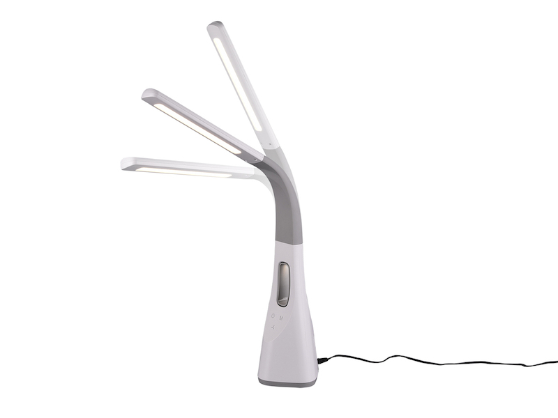 Dimmbare LED Schreibtischleuchte VENTO USB Anschluß & Ventilator Weiß Höhe 46cm