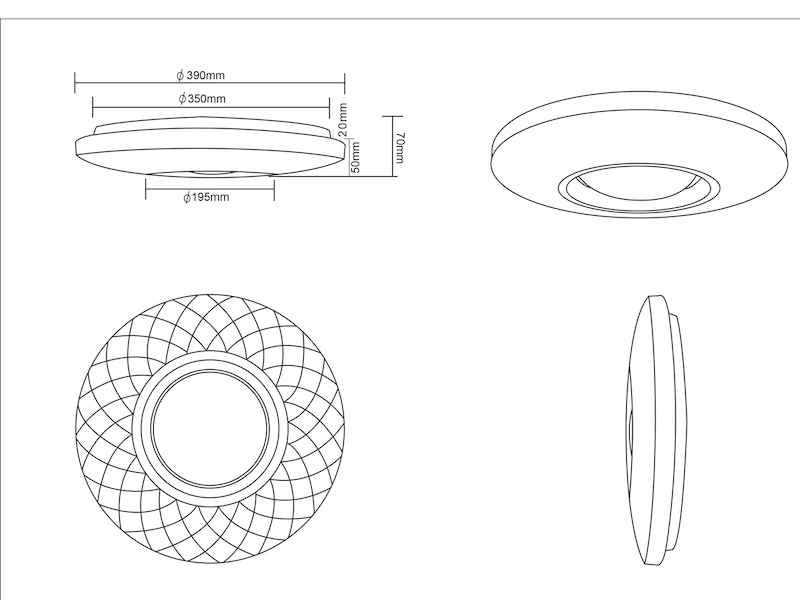 Dimmbare LED Deckenleuchte MAGNOLIA mit Fernbedienung Ø 39cm