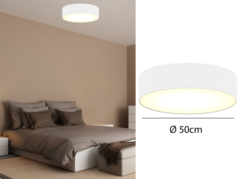 Deckenlampe CEILING DREAM, Stoff Weiß / Abdeckung satiniert, Ø 50cm