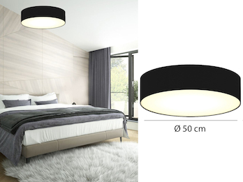 Deckenlampe CEILING DREAM, Stoff Schwarz / Abdeckung satiniert, Ø 50cm