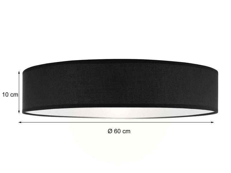 Zeitlose runde Deckenleuchte mit LED Stoffschirm Schwarz Ø 60cm