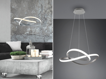 LED Pendelleuchte COURSE Silber Stufen Dimmer 3000 Kelvin Warmweiß, Ø 60cm