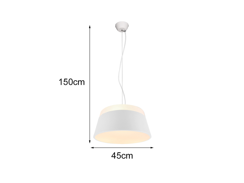 Große moderne LED Pendelleuchte dimmbar mit Metallschirm Weiß matt Ø 45cm