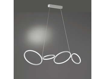 LED RONDO Ringleuchte Balkenpendellampe mit vier hängenden Ringen, weiß matt