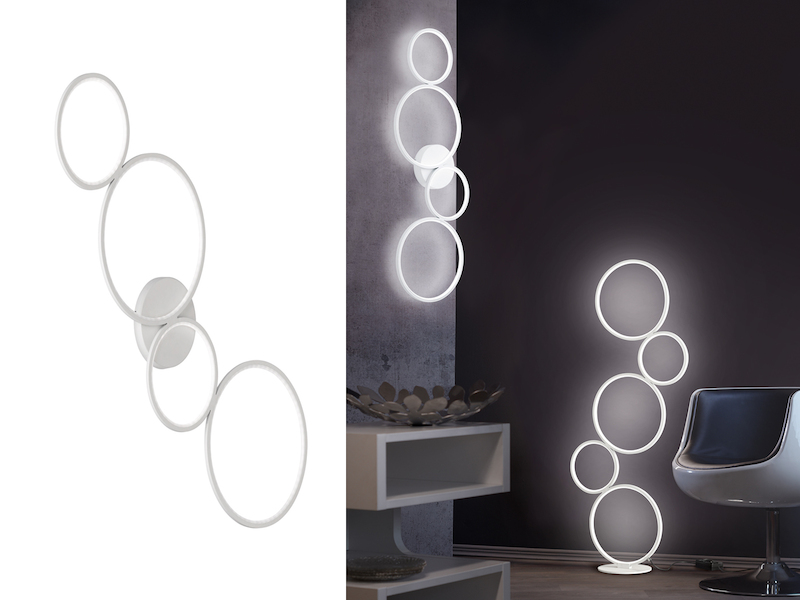 Flache LED Ring Deckenleuchte RONDO Metall in Weiß, Breite 97cm