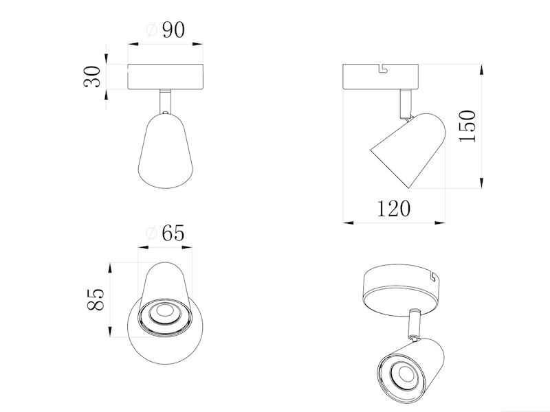 LED Wandstrahler & Deckenspot TOULOUSE Weiß, Breite 9cm
