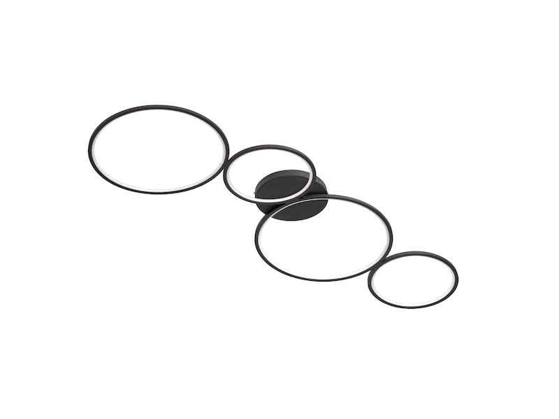 Flache LED Ring Deckenleuchte RONDO in Schwarz matt, Breite 97cm