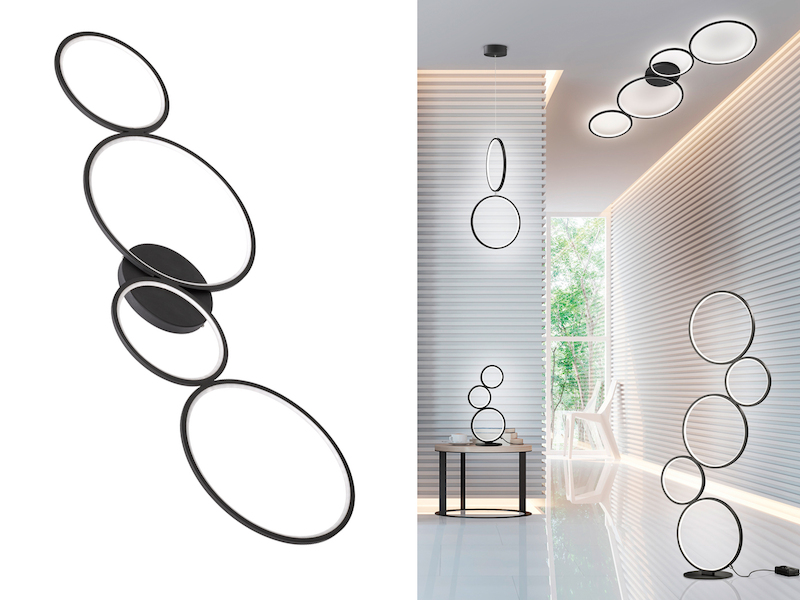 Flache LED Ring Deckenleuchte RONDO in Schwarz matt, Breite 97cm