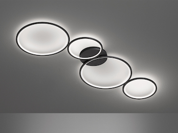 Flache LED RONDO Ringleuchte Deckenlampe aus Metall in Schwarz matt