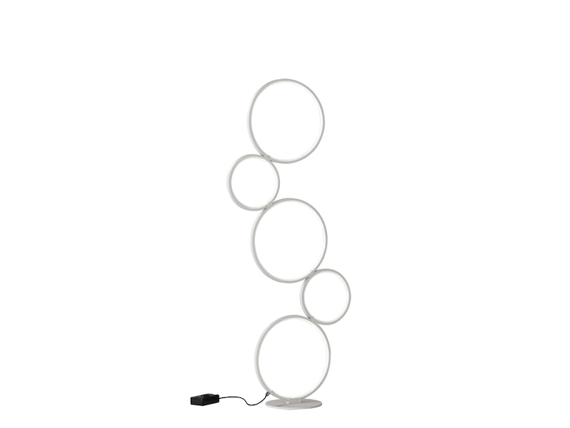 Ringleuchte LED Stehlampe RONDO mit Fußschalter aus Metall in Weiß matt, 115cm