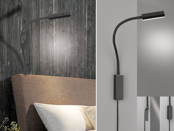 LED Leseleuchte & Bettleuchte RAIK Schwarz dimmbar, Breite 4cm
