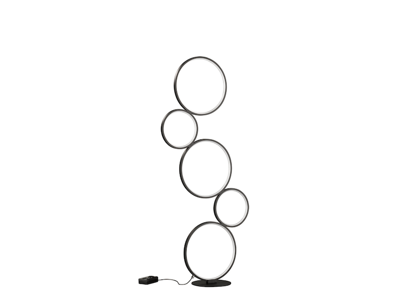 Ringleuchte LED Stehlampe RONDO mit Fußschalter aus Metall schwarz matt, 115cm
