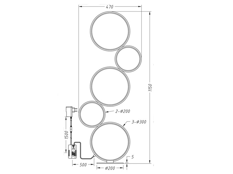 Ringleuchte LED Stehlampe RONDO mit Fußschalter aus Metall schwarz matt, 115cm