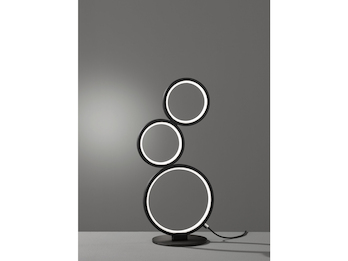 Flache LED Ringleuchte RONDO Tischlampe aus Metall schwarz matt