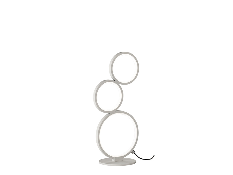 Flache LED RONDO Ringleuchte Tischlampe Metall weiß matt, Höhe 45cm