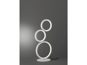 Flache LED RONDO Ringleuchte Tischlampe Metall weiß matt, Höhe 45cm
