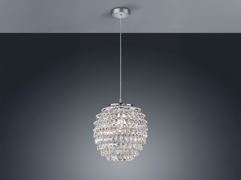 LED Hängeleuchte mit Kristall Behang aus Acryl, Ø 35cm