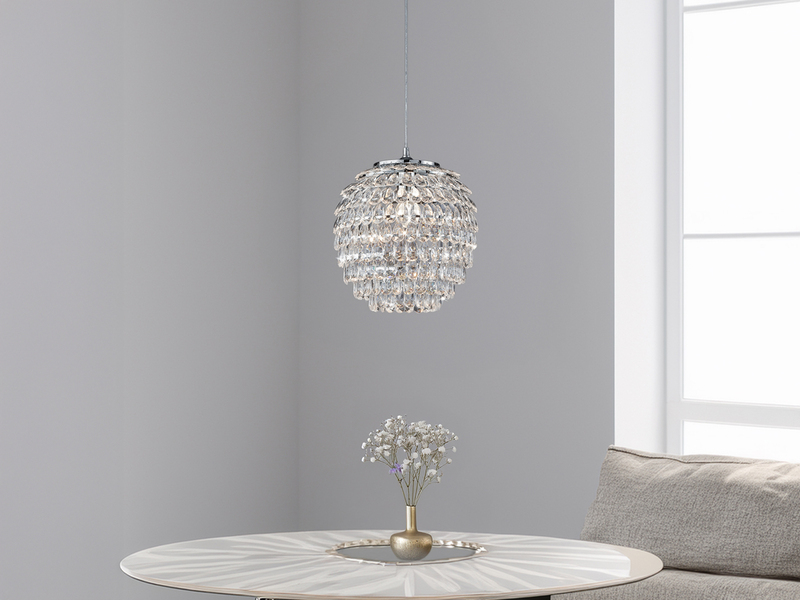 LED Hängeleuchte mit Kristall Behang aus Acryl, Ø 35cm