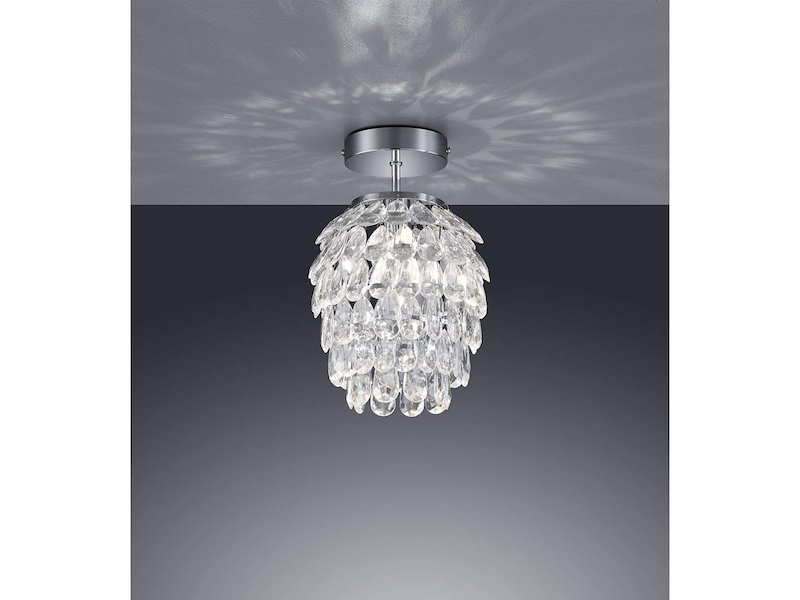 LED Design Decken Lampe Kronleuchter Chrom Kristall-Behang Leuchte Ess Zimmer 