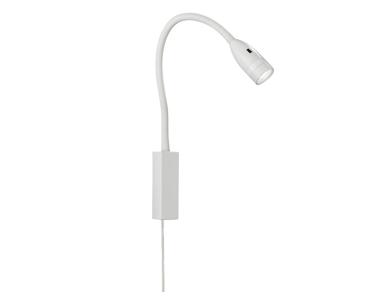 LED Bettlampe STEN Weiß mit Kabel und Stecker, Gestensteuerung, Breite 4cm