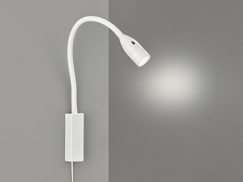 LED Bettlampe STEN Weiß mit Kabel und Stecker, Gestensteuerung, Breite 4cm