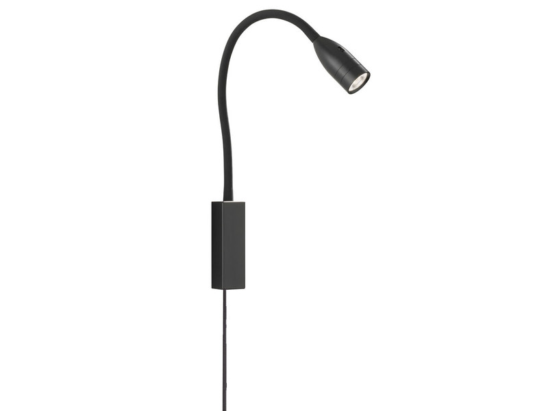LED Bettlampe STEN Schwarz mit Kabel und Stecker, Gestensteuerung, Breite 4cm