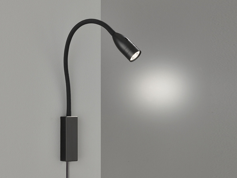 LED Bettlampe STEN Schwarz mit Kabel und Stecker, Gestensteuerung, Breite 4cm