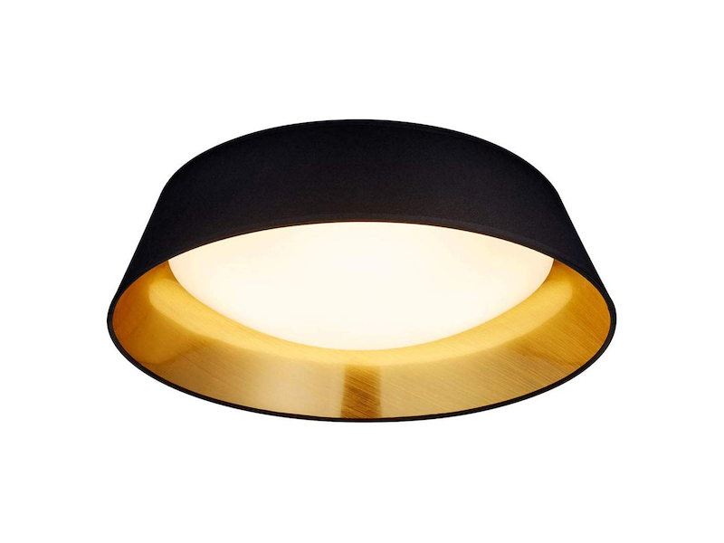 LED Deckenleuchte PONTS mit Stofflampenschirm Schwarz Gold  Ø 45cm