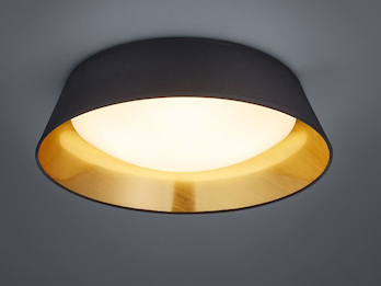 LED Deckenleuchte PONTS mit Stofflampenschirm Schwarz Gold  Ø 45cm