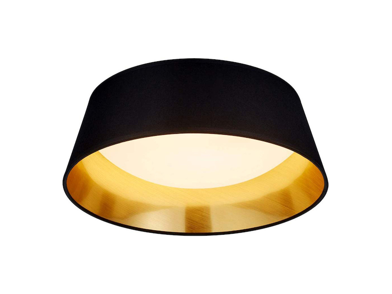 LED Deckenleuchte PONTS mit Stofflampenschirm Schwarz Gold Ø 34cm