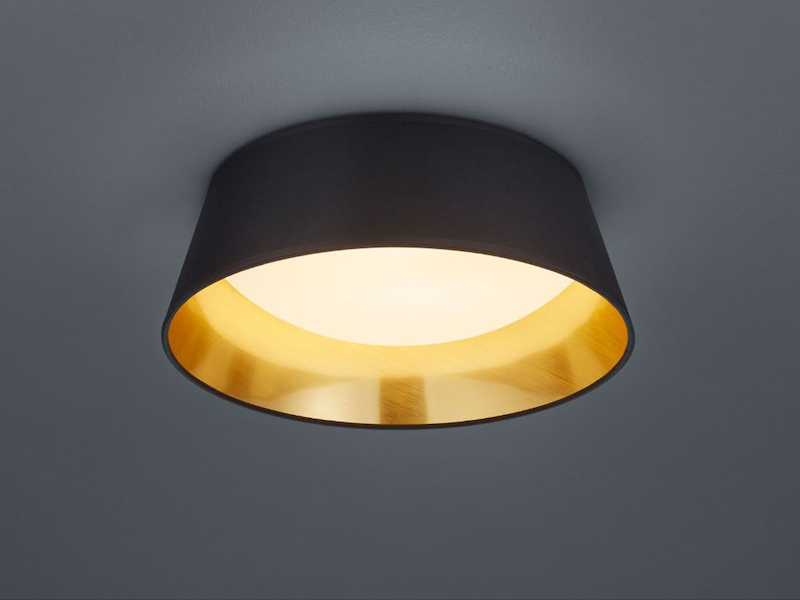LED Deckenleuchte PONTS mit Stofflampenschirm Schwarz Gold Ø 34cm