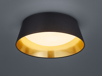 LED Deckenleuchte PONTS mit Stofflampenschirm Schwarz Gold Ø 34cm