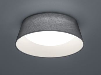LED Deckenleuchte PONTS mit Stofflampenschirm Ø34cm Höhe 12cm in grau/weiß