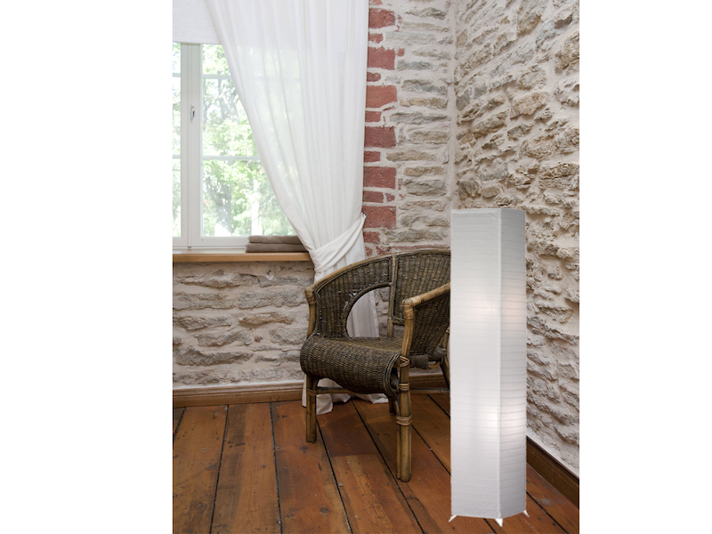 LED Stehleuchte Lichtsäule aus Papier eckig Zylinder H.130cm, 25x25cm in Weiß