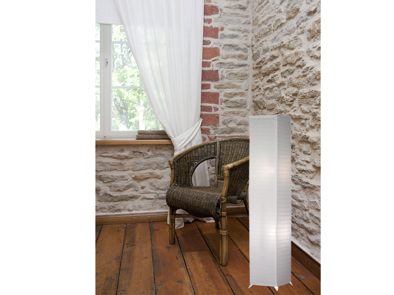 Stehlampe aus Papier, Japandi Lichtsäule Weiß inkl. E27 LED, Höhe 130cm
