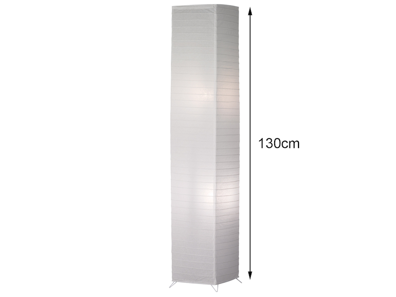 Stehlampe aus Papier, Japandi Lichtsäule Weiß inkl. E27 LED, Höhe 130cm