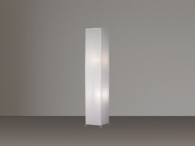 LED Stehleuchte Lichtsäule aus Papier eckig Zylinder H.130cm, 25x25cm in Weiß
