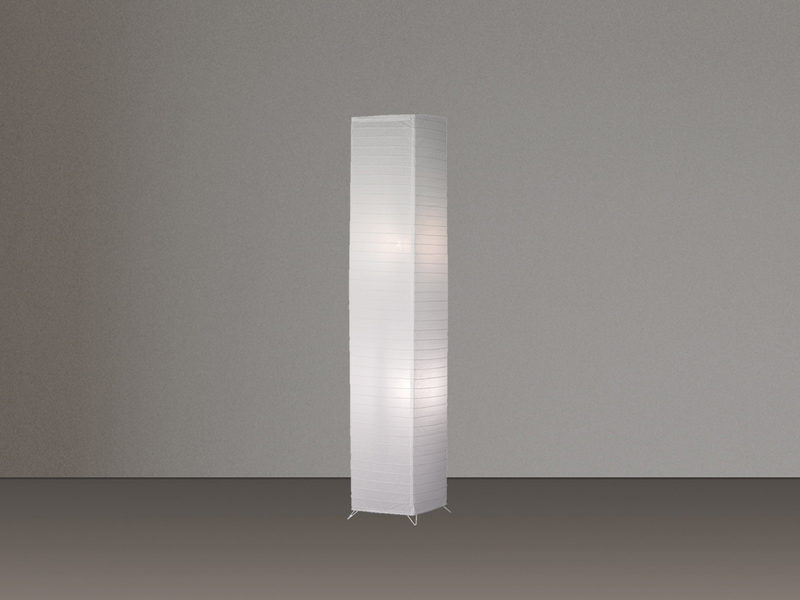 Stehlampe aus Papier, Japandi Lichtsäule Weiß inkl. E27 LED, Höhe 130cm