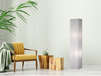 Stehlampe aus Papier, Japandi Lichtsäule Weiß inkl. E27 LED, Höhe 130cm