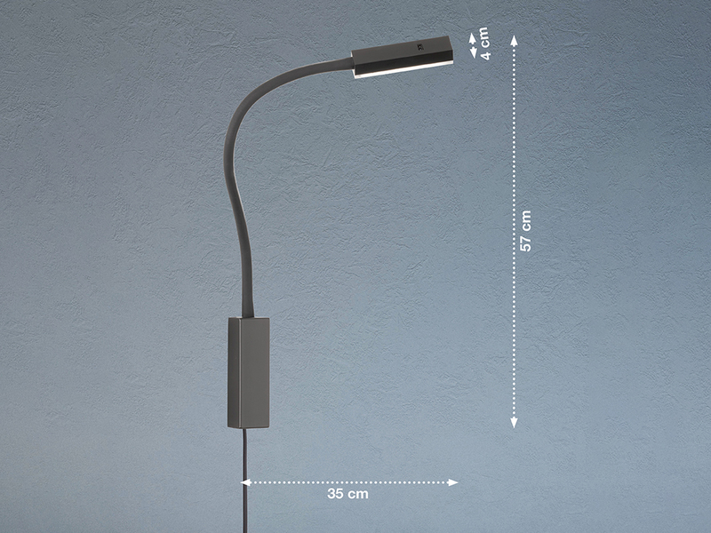 2er SET LED Leselampen Schwarz mit Kabel & Stecker, Breite 4cm