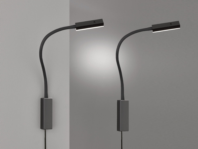 2er SET LED Leselampen Schwarz mit Kabel & Stecker, Breite 4cm