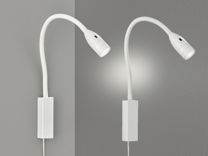 2er SET Leselampen Weiß mit Kabel & Stecker, Breite 4cm